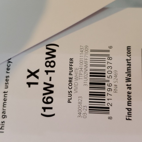 Time n True White Puffer Jacket 1x NWT - Picture 4 of 4